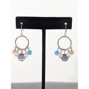 Coastal Chic Boho Chic Pastel Charm‎ Hoop Dangle Earrings